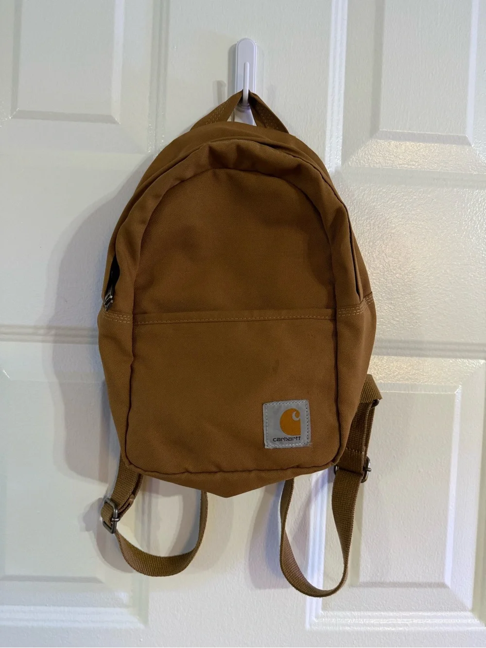 Carhartt Brown Canvas Small Backpack with Logo Patch